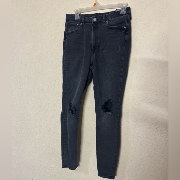Black/Dark Grey @Denim H&M Curvy Fit Super Skinny High Waist Ankle jeans, sz 8 - Picture 3 of 7